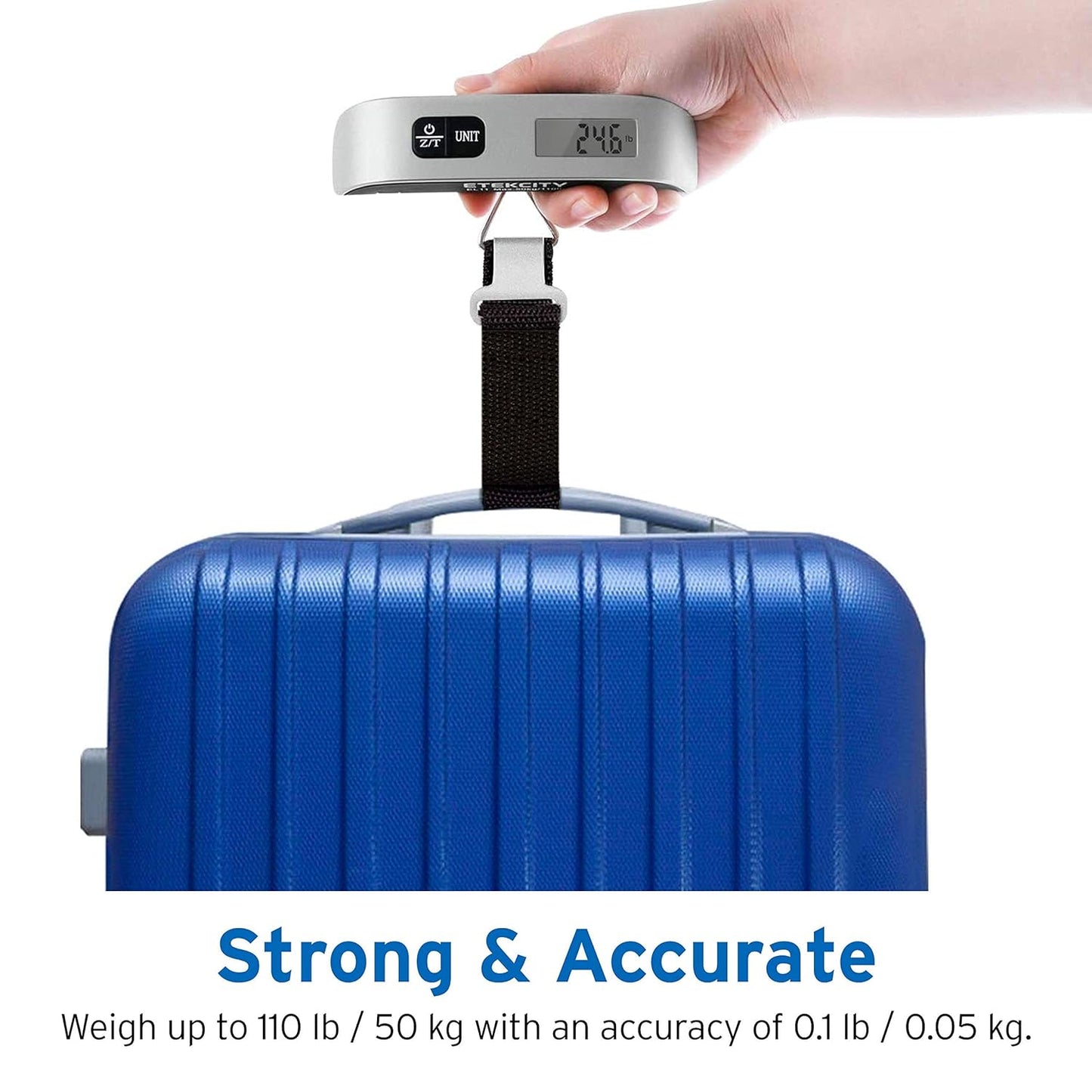 Luggage Scale, Digital Portable Handheld Suitcase Weight for Travel with Rubber Paint, Temperature Sensor, 110 Pounds, Battery Included