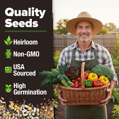 10 Heirloom Vegetable Seeds - 2000+ Survival Bugout Seeds and Essential Emergency Prepper Gear - Non GMO Vegetable Seeds for Planting Home Garden Pack