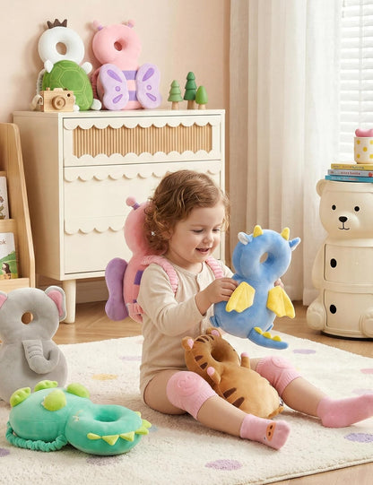Toddler Baby Head Protector Pad Safety Cushion with Knee Pads&Anti-Slip Socks (Elephant)