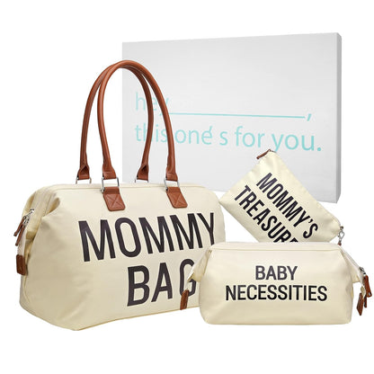 Diaper Bag Tote, Mommy Bag for Hospital, Large Capacity Waterproof Baby Bag for Mom Travel, Hospital Bag for Labor and Delivery with Baby Necessities Bag, Creamy White