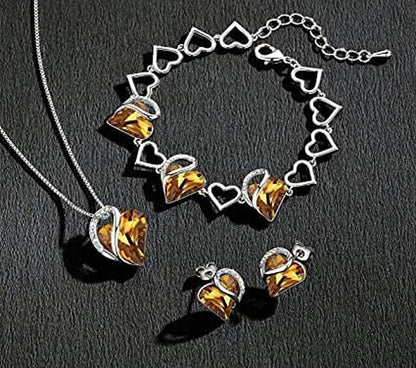 Valentine'S Day Gift Necklaces for Women, Infinity Love Birthstone Heart Crystal Pendant, Birthday Anniversary Jewelry for Wife, Mom, and Her, Silver Plated, 18" + 2" Adjustable Chain